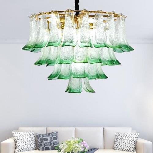 EuropeLiving Room Luxury Green Glass E14 Led Pendant Lights Shiny Gold Metal Round Luminaria Chain Pendant Hanging Lamp Fixtures