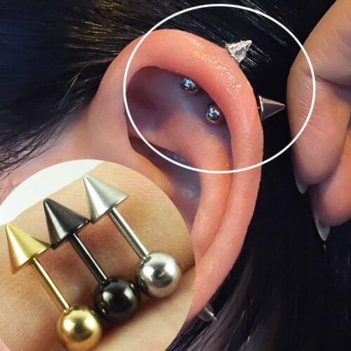 2 Pieces Stainless Steel Earring Stud Punk Spike Demon Nail Tragus Ear Piercing For Men Women Body Jewelry