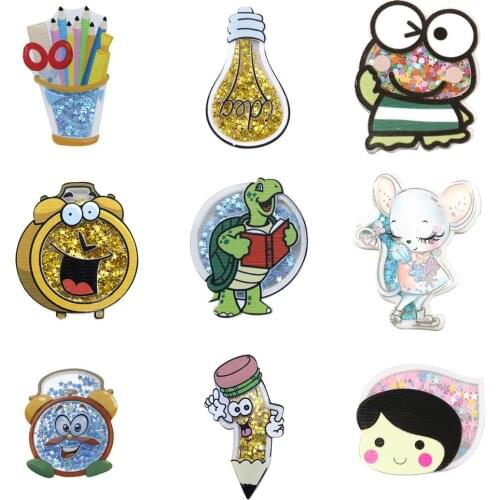 Back to School Transparent Quicksand Shakers Acrylic Planar Resin Shaker DIY Jewelry Making Hair Accessories Hair Bow,1Yc17605