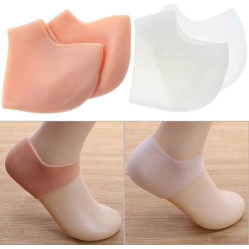 1 Pair Silicone Heel Sleeve Heel Chapped Anti-Cracking Socks Moisturizing Gel Heel Socks Cracked Foot Skin Care Protector