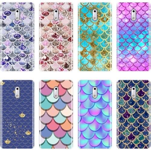 TPU Case For Nokia 8 6 5 3 2 1 Fish Scale Luxury Aesthetic Pretty Purple Soft Silicone Back Cover For Nokia X6 7 Plus Phone Case