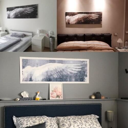 DDWW Larger Angel Wings Vintage Feather Poster Print BlackWhite Wall Art Canvas Paintings Wings Wall Art Picture For Living Room