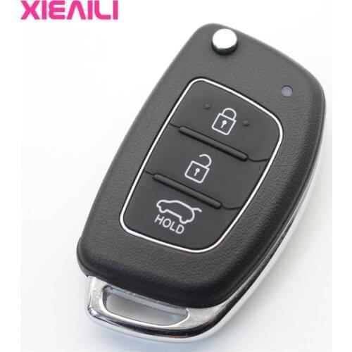 XIEAILI 10Pcs OEM 3Button Blank Flip Folding Remote Key Case Shell For Hyundai Santafe/IX25/IX35 Key Fob Case S459