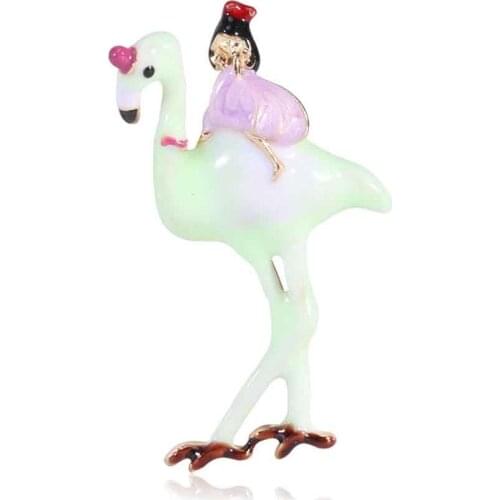 2020 Fashion Custom Jewelry Korean Cute Enamel Pin Metal Girl Flamingo Brooch Broches Animal Brooches For Women Christmas Gift