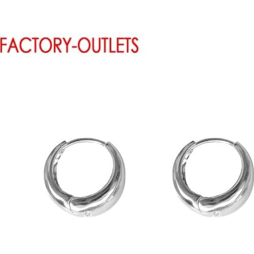 Authentic 925 Sterling Silver Simple Style Hoop Earrings For Women Elegant Wedding Engagement Statement Jewelry 2 Colors Option