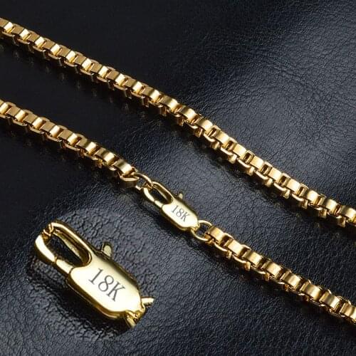 New ladies box chain 4 MM.20 inch gold necklace hot stamping fashion jewelry ladies mens chain necklace wholesale promotion