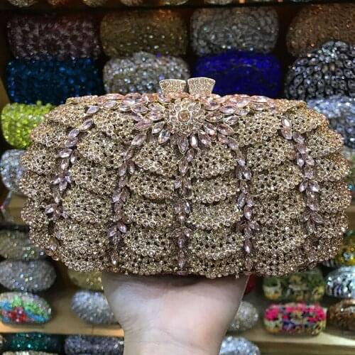 Gold/silver/champagne pearl Beaded Clutch Girls Wedding Purses With Diamonds Elegant Evening Bags Ladies Day Clutches Party Bags