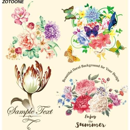 ZOTOONE Iron on Transfer Patches for Clothing Cute Cartoon Flower Set Beaded Applique T Shirt Clothes Decoration DIY Kids Gift E