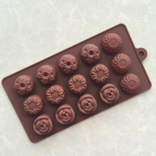 15 Even Different Flower Chocolate Mold DIY Bakery Handmade Soap Mold XG115