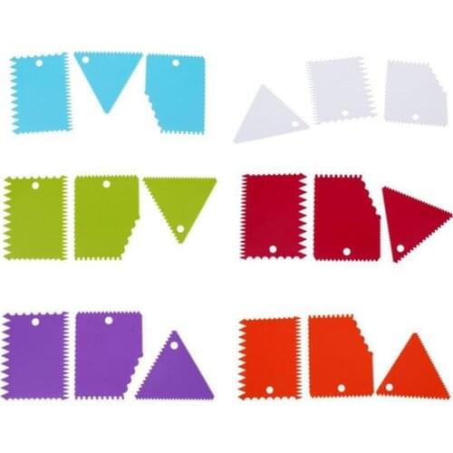3pcs/set Food Grade Multifunctional Teeth Edge DIY Cream Scraper Set Smooth Cutter Cake Decorating Baking Pastry Kitchen Tools