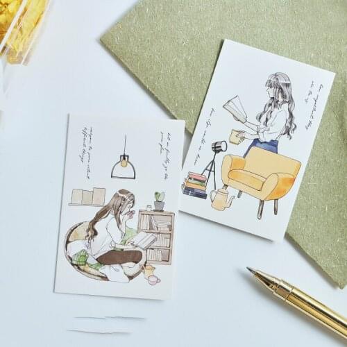 5.2*8cm 54pcs Mini Card have a good life yong girl style as Scrapbooking DIY party invitation cards valentine Christmas
