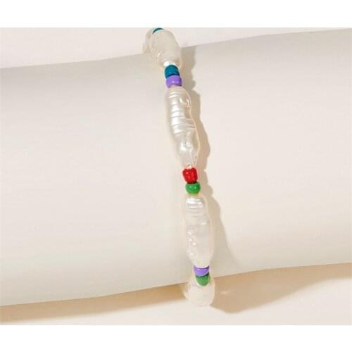 5329 hanzhishang new style artificial Pearl Beaded Anklet creative simple white Anklet female