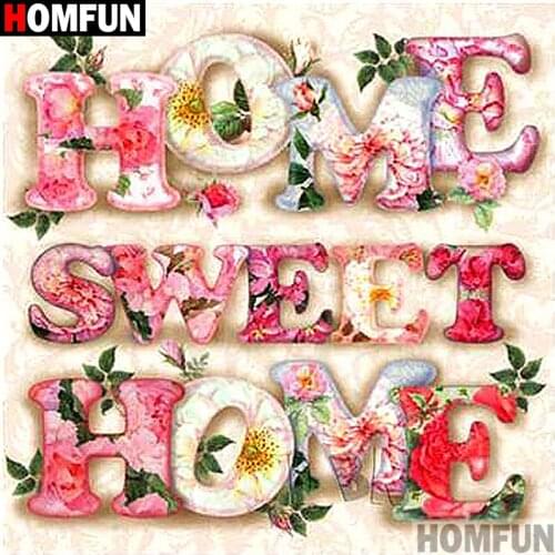 Homfun Full Square/Round Drill 5D DIY Diamond Painting "Flower text" 3D Embroidery Cross Stitch Home Decor Gift A12107