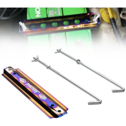 Burnt Blue Billet Aluminum Car Universal Battery Tie Down Brace Fits Mount Bracket Holder Bar Fasten Bracket