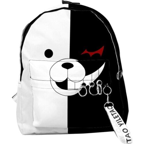 Anime Cartoon Danganronpa Trigger Happy Havoc monokuma Cosplay School Bag Canvas Zipper Satchel Travel Laptop Bags Gifts