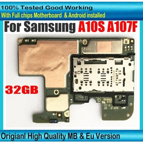 Free shipping Original For Samsung Galaxy A10S A107F Motherboard 32GB full chips SM-A107F Main logic board Android System Plate