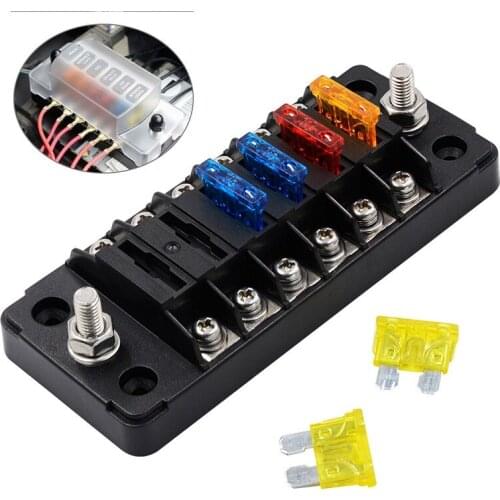 6 Way Terminals Circuit Car Blade Fuse Box Plastic Cover Fuse Box Holder With Cover Board Fuse Holder Box Tools Set