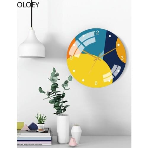 Large Living Room Wall Clock Glass Nordic Bedroom Wall Decorative Watch Home Decor Yellow Clocks Modern Office Kitchen Horloge