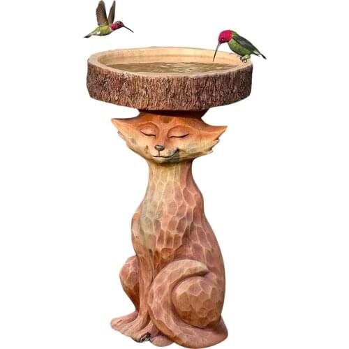 Outdoor Bird Bath Bowl Resin Fox Crafts Hummingbirds Water Feeder Garden Hummingbirds Drink Water And Feed On Resin Ornaments