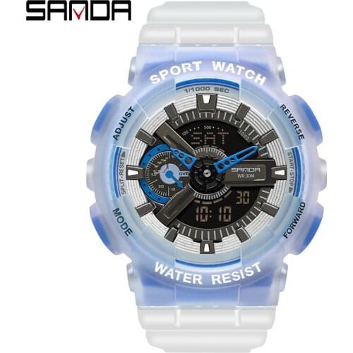 SNADA New Mens Watch Sports Electronic Clock Womens Fashion Fluorescent Dual Display Digital Waterproof Quartz Watches 3029