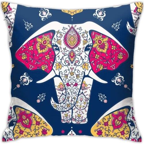 Bargburm Mandala Elephant Throw Pillow Cover 18"" X 18"" Inch Square Decorative Pillowcase for Couch Sofa