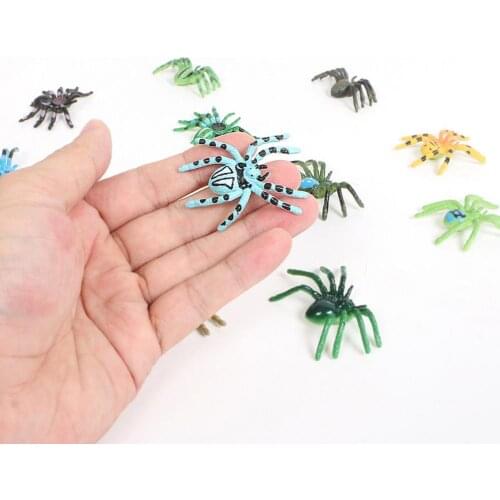 12pcs Artificial Spider Decoration Simulated Spider Model Realistic Plastic Spider Figurines Kids' Educational Tricky Toy