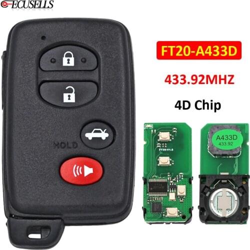 Lonsdor FT20-A433D Remote Smart Car Key ASK 433.92Mhz 4D Chip with Uncut Blade For Toyota Land Cruiser 2007 - 2016