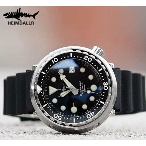 HEIMDALLR Tuna Mechanical Watch Men 200m Diver Watch Mens NH35 Automatic Watch Men Steel Dive Watches 47mm 316L Steel Case