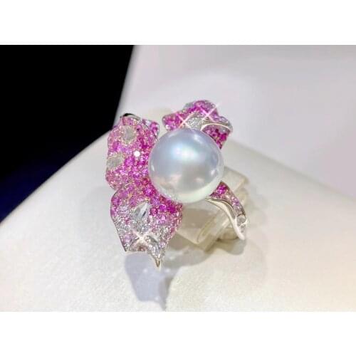 MJ021 Solid 925 Sterling Silver 9-10mm Nature Fresh Water White Pearls Rings for Women Fine Presents