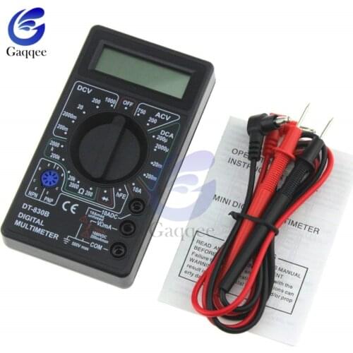 DT830B Mini Multimeter LCD Digital Multimetro For Volt Amp Ohm Tester Meter Voltmeter Ammeter Overload Protection With Probe