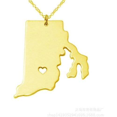 New fashion, Map of the United States Rhode Island not embroidered steel pendant necklace