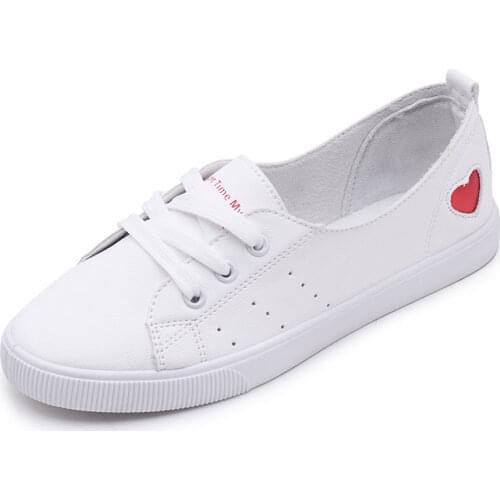 Summer New Products Shallow Mouth Love White Shoes Low To Help Flat Bottom Wild Casual Shoes Simple College Wind Womens Shoes