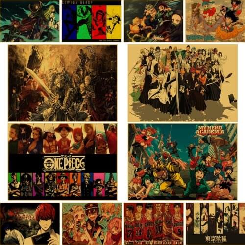 Popular Series Death Note Poster Anime Haikyuu Retro Kraft Paper Posters and Prints Wall Art Painting Bar Room Home Decor