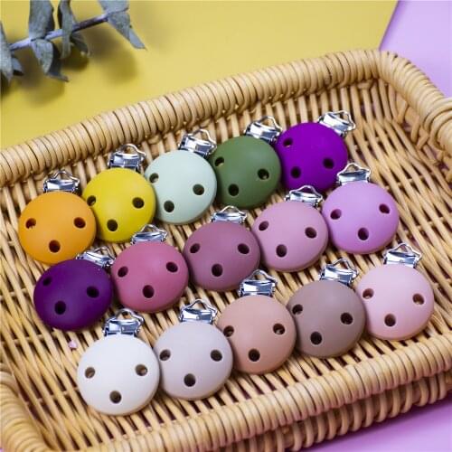 Teeny Teeth 20 PCS BPA Free Silicone Round 3 Holes Dummy Teether Pacifier Chain Clips DIY Baby Soother Nursing Toy Accessories