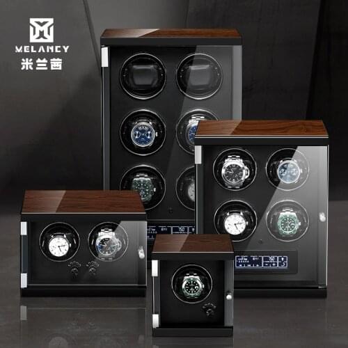 Luxury 1 4 6 Watch Winder Auto Silent Mabuchi Motor LED Touch Display Winding Mechanical Watches Storage Case Uhrenbeweger