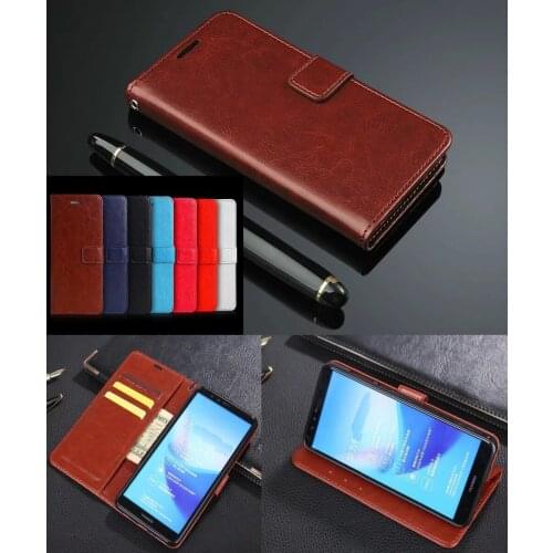 Luxury Retro Wallet Stand Flip Leather Case For Huawei Y9 2018 2019 On Huawei Y5 Prime 2018 Phone Case For Huawei P Smart Plus