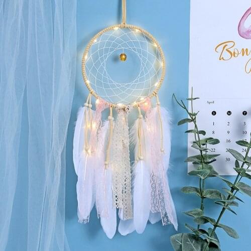 Handmade Girl Heart Dream Catcher Feather Pendant Home Decoration Wall Hanging Decorations Crafts Baby Room Decoration