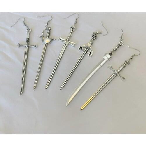 Sword Earrings silver color Classic eardrop All kinds of big sword Fashion Jewellery Novel charm women men gift Gothic mystical