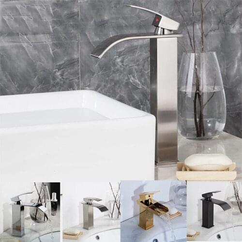 Bathroom Basin Faucets Nickel Brushed Tap Mixer Black Waterfall Antique Brass Water Wash Basin Mixer Tap Faucet