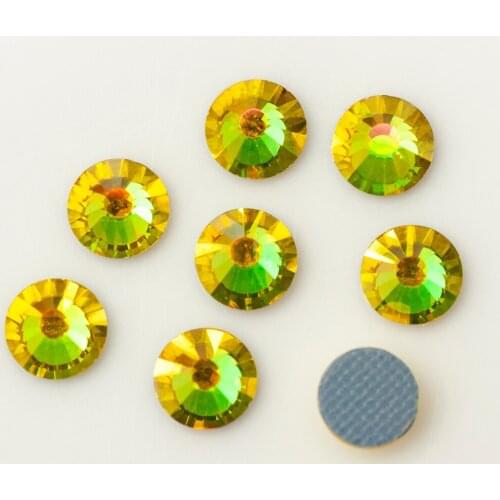 YANRUO Rhinestones Hot Fix Crystal Stones Heat Iron on Clothes Dress Citrine AB Cristal Strass