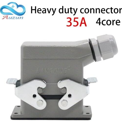 Heavy-duty connector rectangular plug four core side of the wire and the 35A500V waterproof hot runner Double buckle