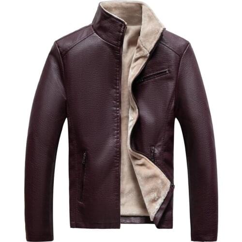 New Men`s windbreaker Biker Vintage Motorcycle Pu Leather Jackets M-4XL Man Streetwear Thick Fleece coats male Leisure Clothing