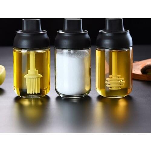 Moisture Proof Sealed Spoon Cover Integrated Seasoning Bottle Lead-free Glass Pot Honey