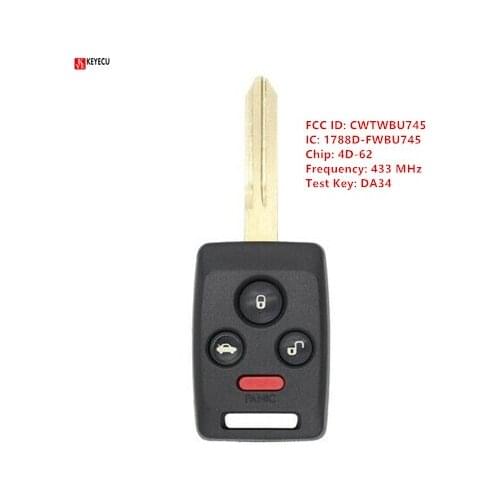 Keyecu Replacement Remote Key Fob 433MHZ 4D62 Chip for Subaru Tribeca Legacy B9 Tribeca 2006 2007 2008 2009 CWTWBU745