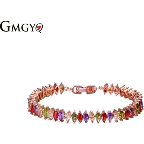 GMGYQ Pulseras Mujer Moda 2018 Cubic Zirconia Rose Gold Bracelets For Women FashionJewelry Womens Accessories