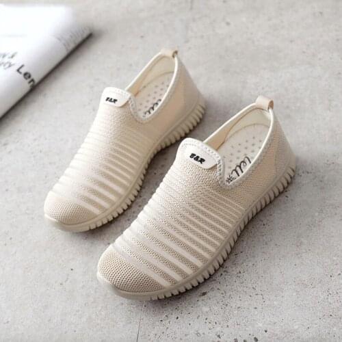 Women Sneakers Summer Women Casual Shoes Fashion Breathable Mesh White Casual Women Shoes Slip-On light Soft Flats Shoes CZ-98