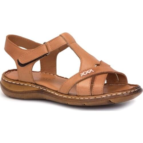 Gedikpasalı Bty 443 Tan Women 'S 2021 Summer Sandals Orthopedic Genuine Cow Leather Business Elevator Light Stylish Casual Use Hiking