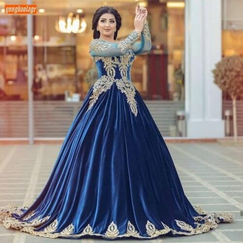 Royal Blue Evening Dresses 2020 Customized Women Dress Party Long Sleeve Evening Gown Lace Appliqued Vestidos De Fiesta De Noche