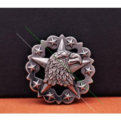 10X 29*29mm Antique Sliver Western Cowboy Round Star Conchos For Saddles Headstall Bridle Leathercraft Decor