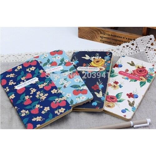 12pcs/lot NEW sweet vintage Garden Flower series Kraft paper Notebook retro DIY Diary fashion Gift notepads Wholesale